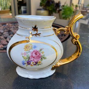 Vintag Czech Bohemia Czechoslovakia Porcelain Floral Tea Cup Sipping Mug spouted
